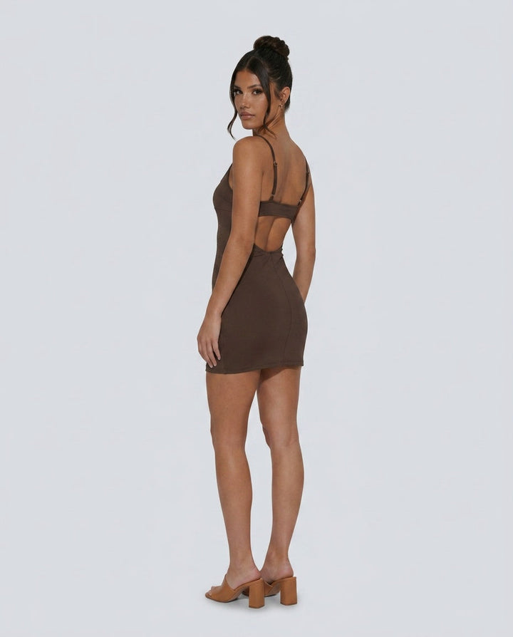 Roksana | Spaghetti Strap Open Back Mini Dress