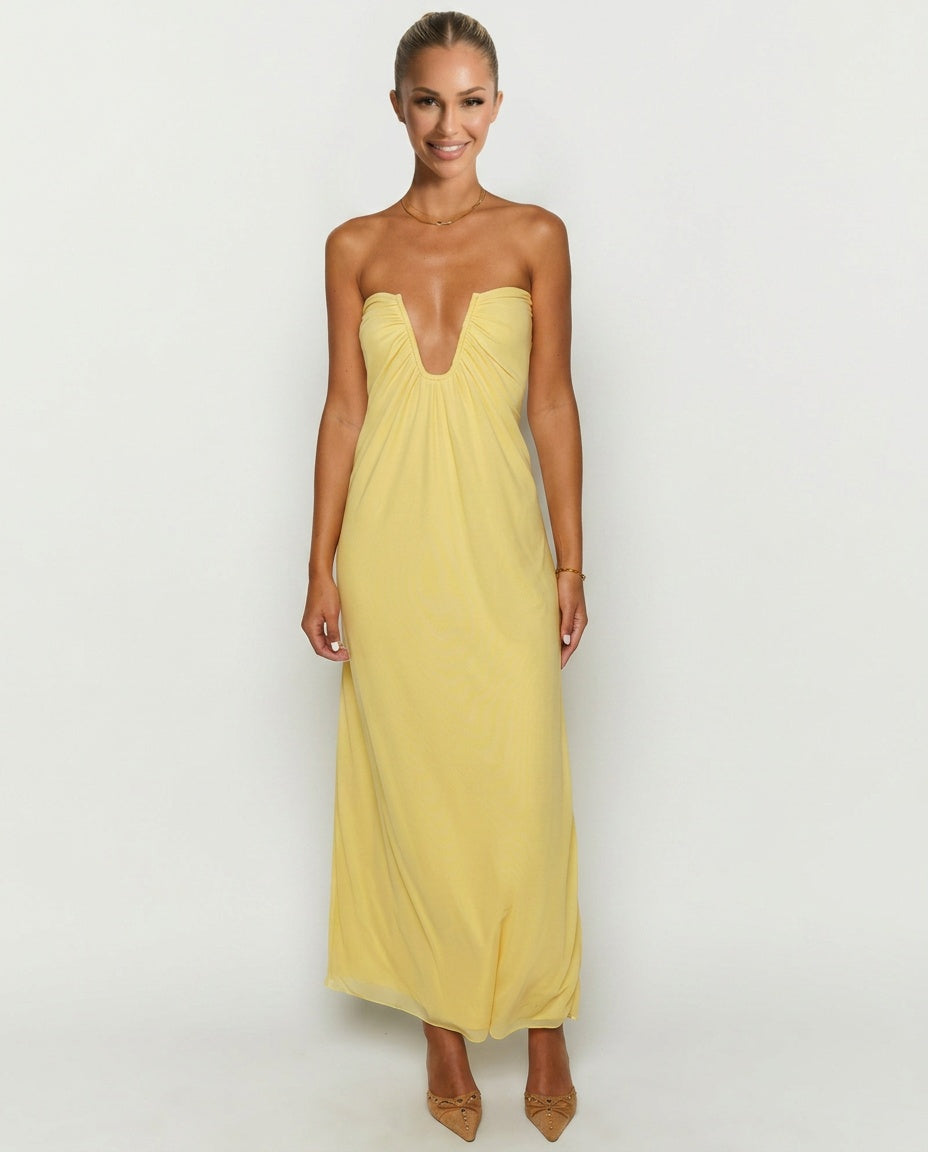 Braelyn | Strapless Ruched Maxi Dress