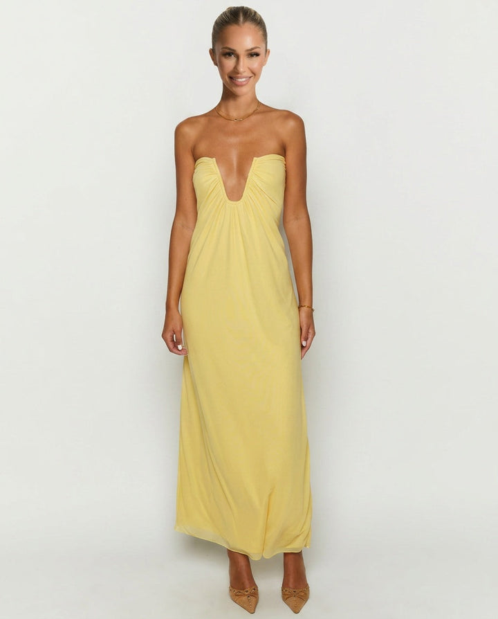 Braelyn | Strapless Ruched Maxi Dress