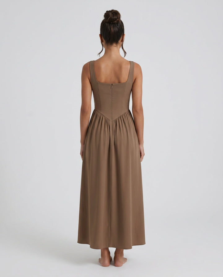 Colleen | Basque Waist A-Line Maxi Dress
