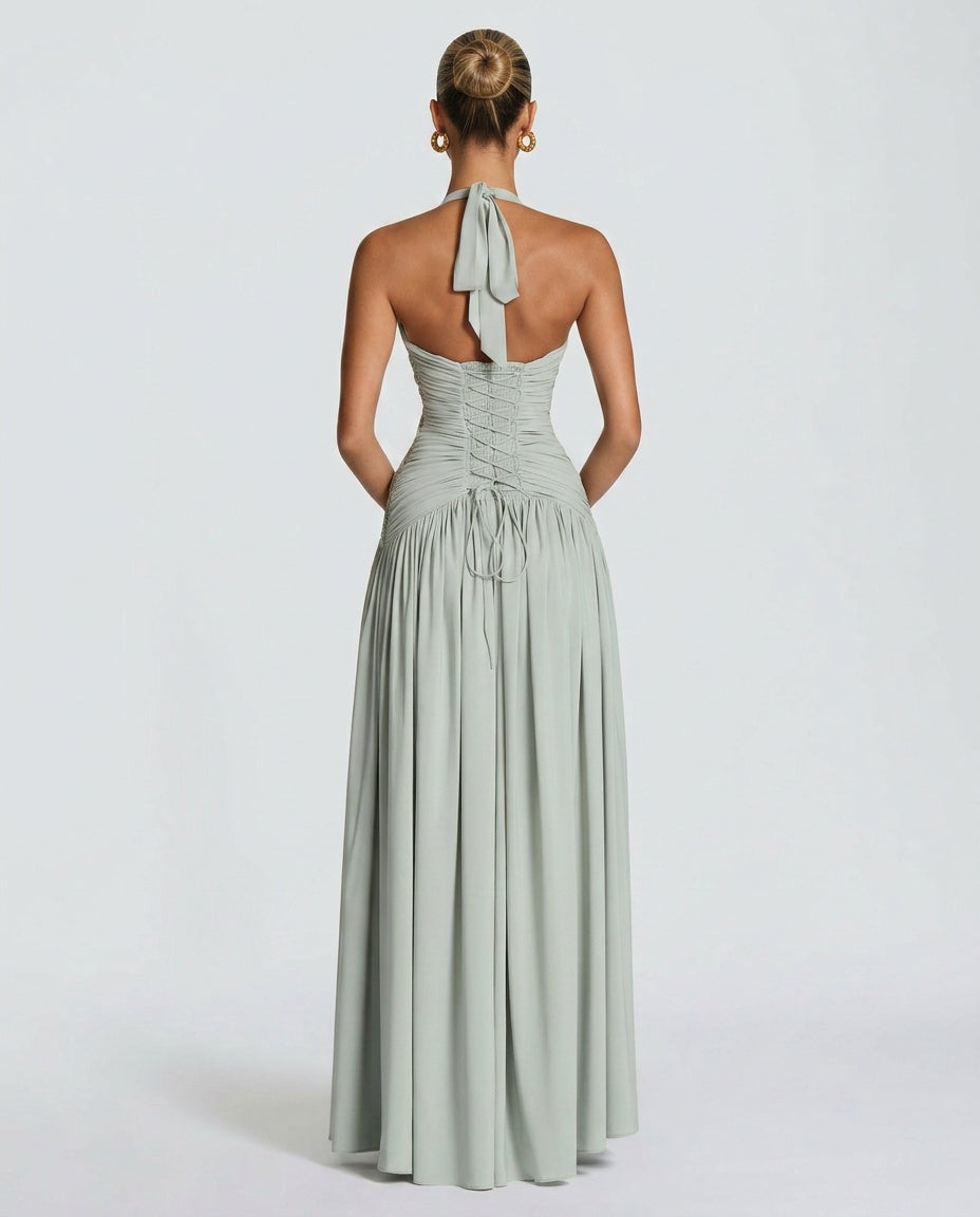 Vesna | Halter Neck Open-Back Maxi Dress