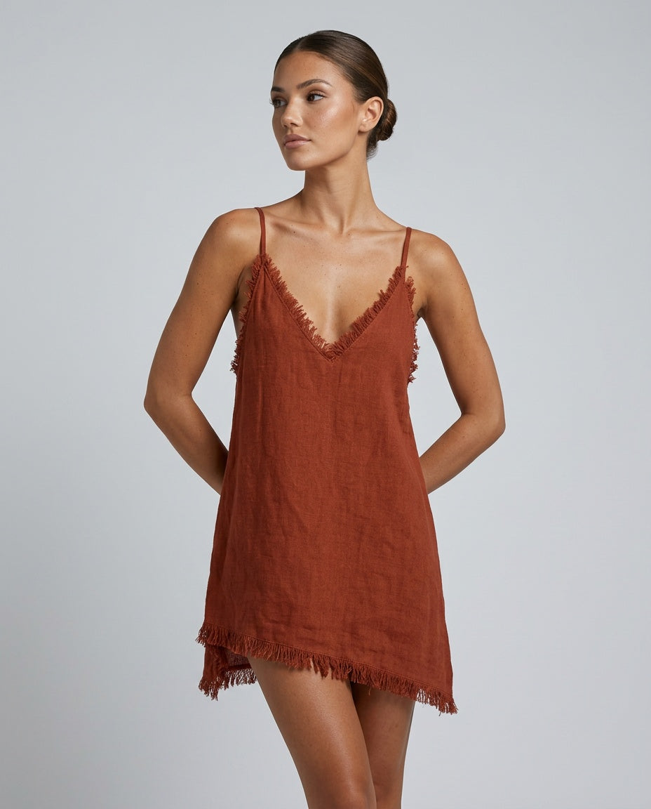 Soleil | Strapless Linen-Blend Mini